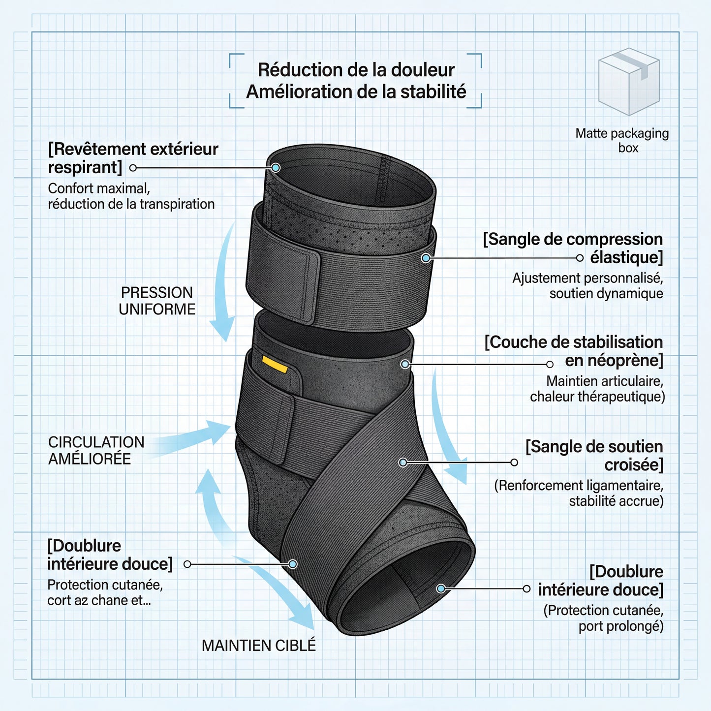 ATHILO ANKLE PRO - Support de cheville compression