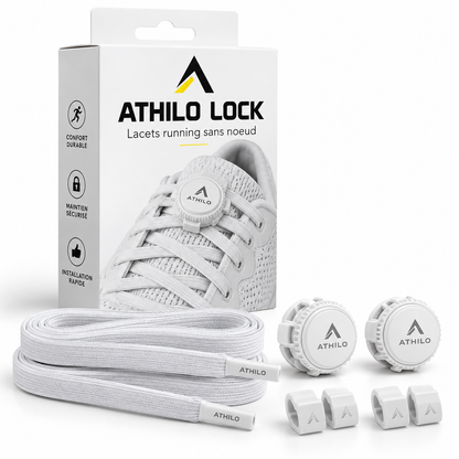 ATHILO LOCK lacets running sans noeud blancs avec packaging