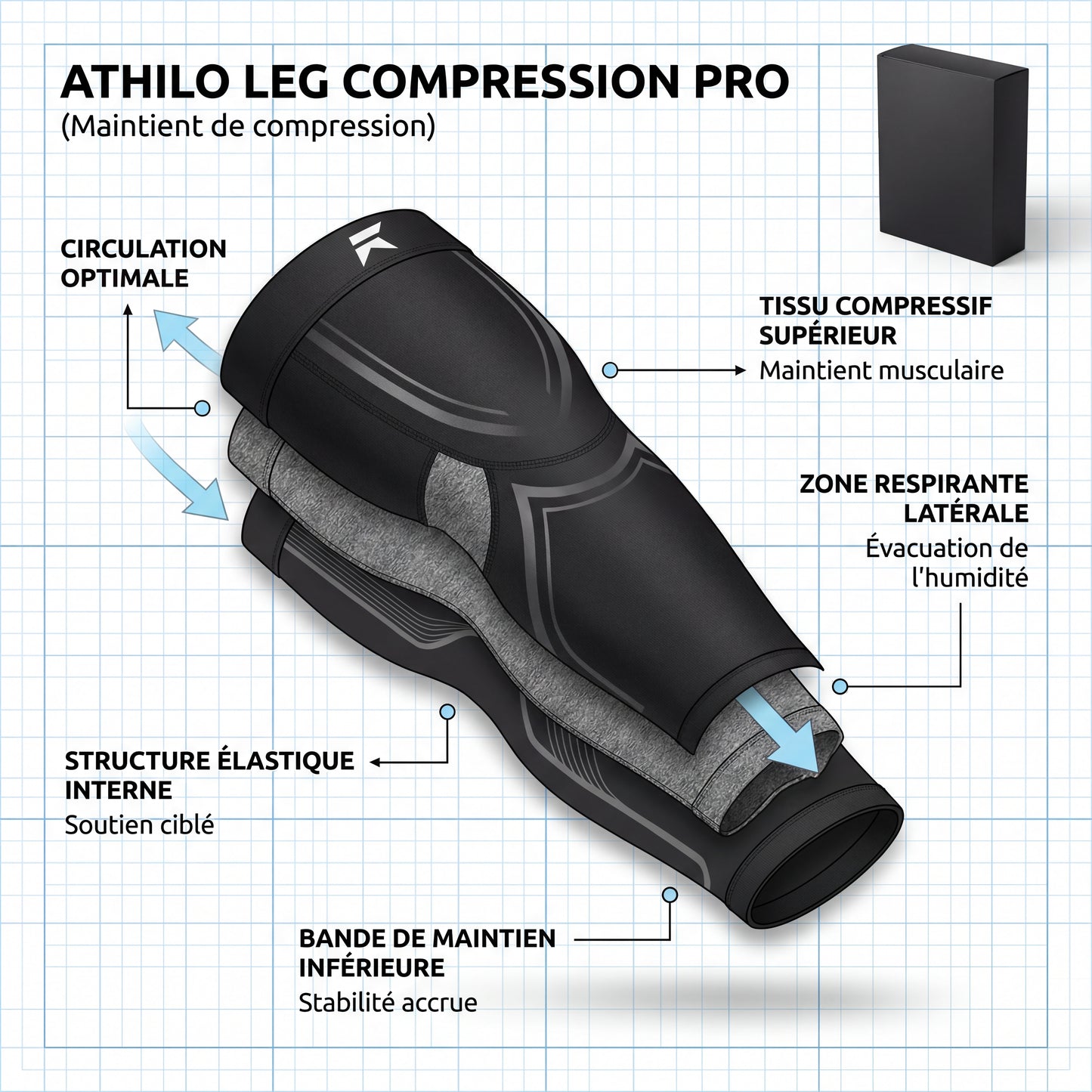 ATHILO LEG COMPRESSION PRO - Maintient de compression